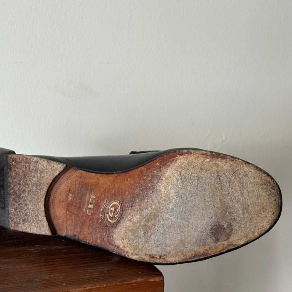 Vintage Gucci 1980s Black Leather Loafers Men’s 10.5 - Picture 4 of 6
